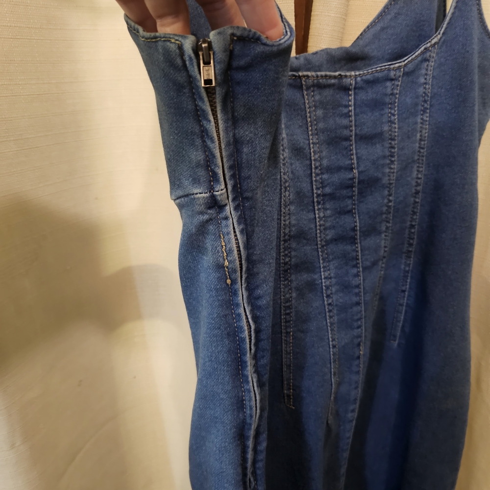 Blue Denim Dress with Side Zipper